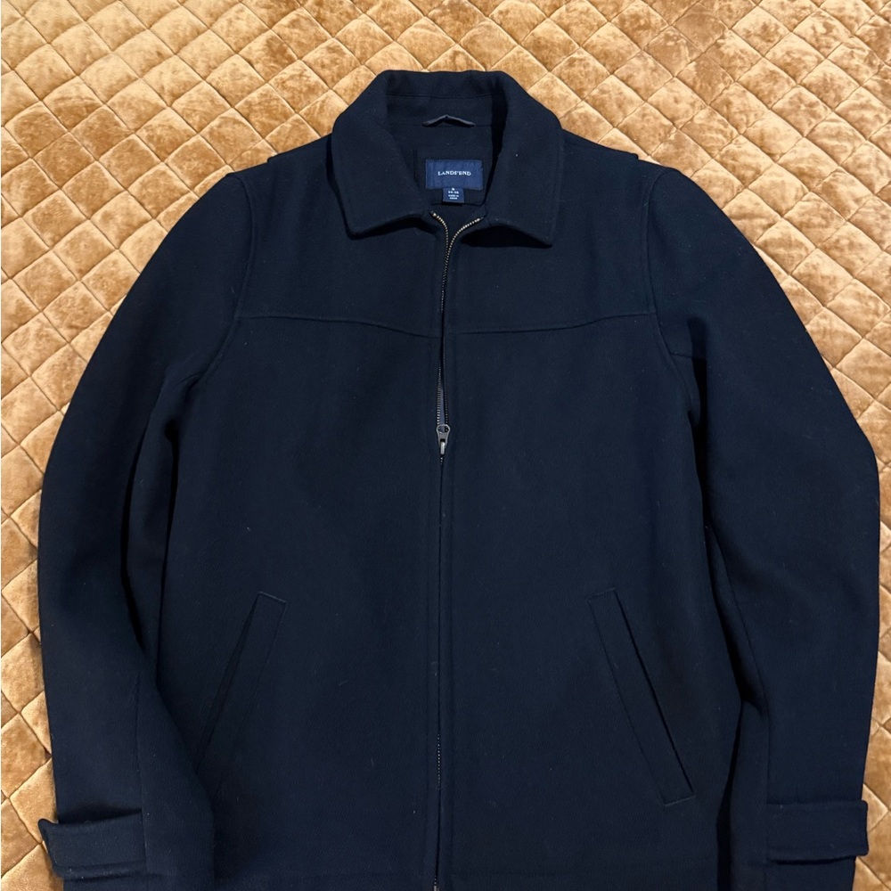 Lands' End Men's Black Wool Pea Coat